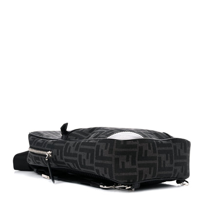 Fendi Recycled Fabric Jacquard Vitello Astro FF 1974 One-Shoulder Travel Backpack Asfalto Black 4 of 11