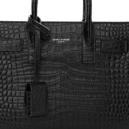 Saint Laurent Calfskin Crocodile Embossed Nano Sac De Jour Black 8 of 15