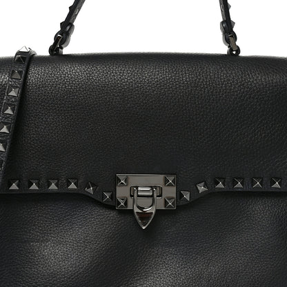 Valentino Garavani Alce Printed Calfskin Rockstud Top Handle Flap Shoulder Bag Black 7 of 9