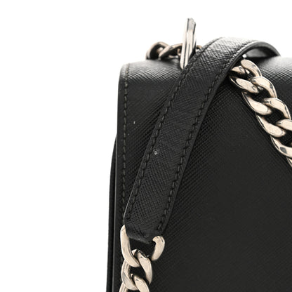 Prada Saffiano Tessuto Nylon Chain Shoulder Bag Black 11 of 11