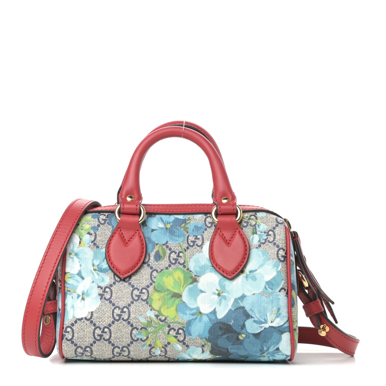 Gucci GG Supreme Monogram Blooms Mini Boston Navy Blue Hibiscus 1 of 10