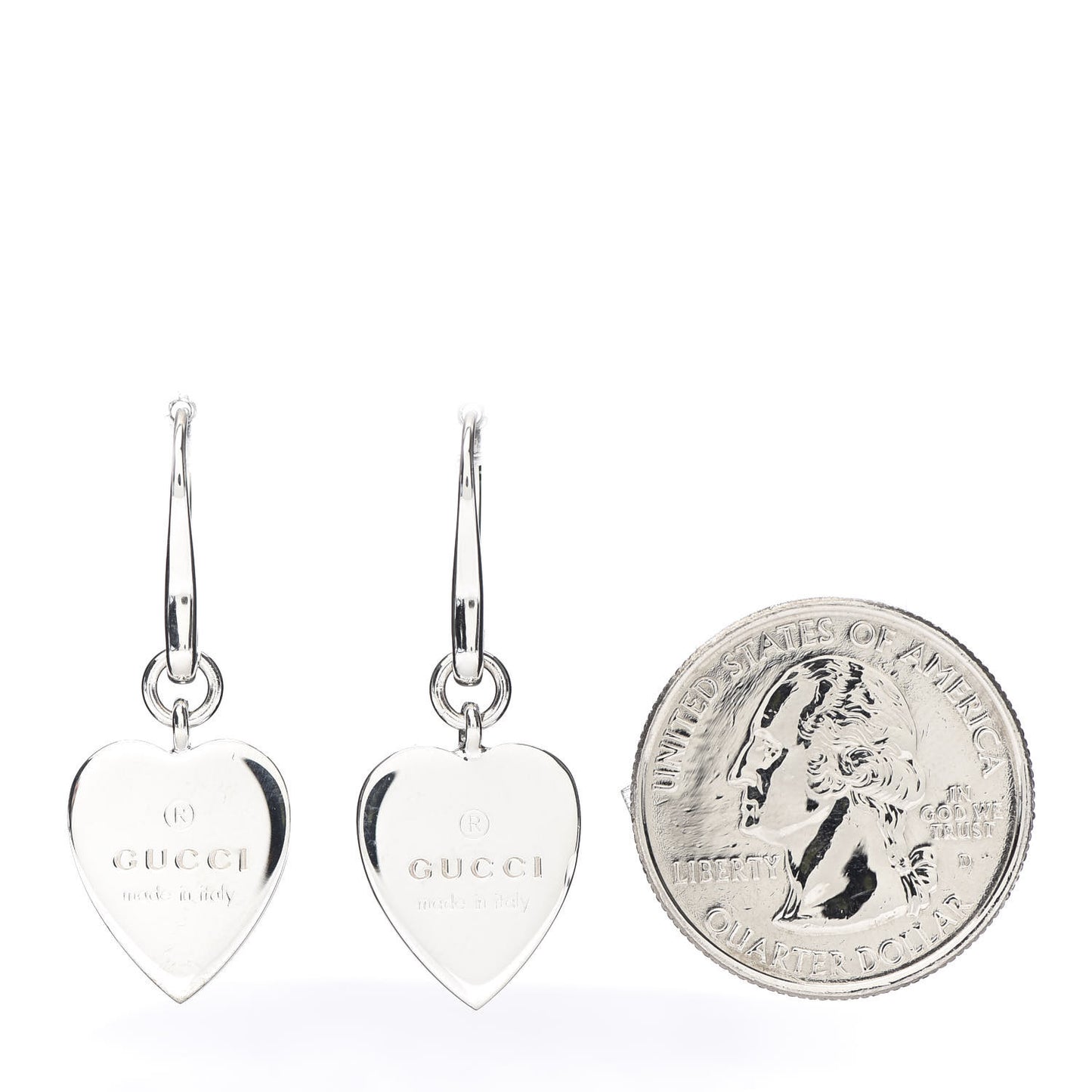 Sterling Silver Trademark Heart Drop Earrings