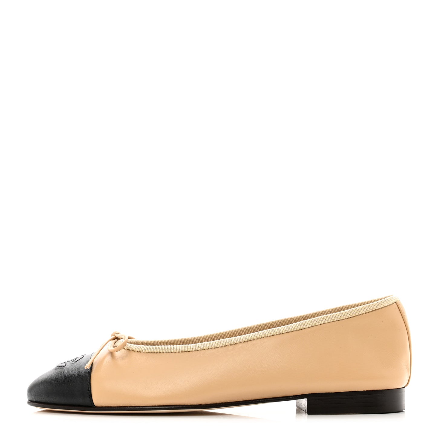 Lambskin Cap Toe CC Ballerina Flats 37.5 Beige Black