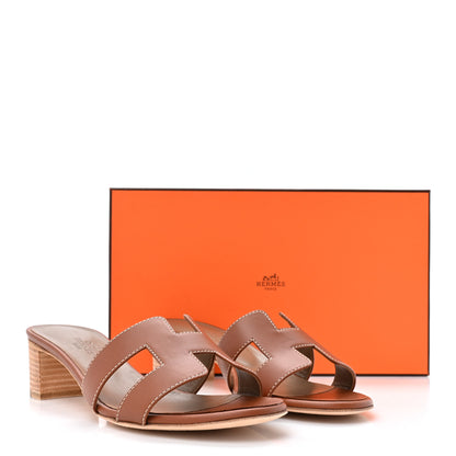 Hermes Calfskin Oasis Sandals 37 Gold 9 of 9