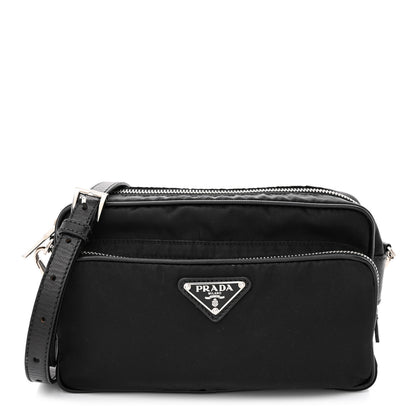 Prada Nylon Saffiano Vela Double Zip Crossbody Bag Black 1 of 12