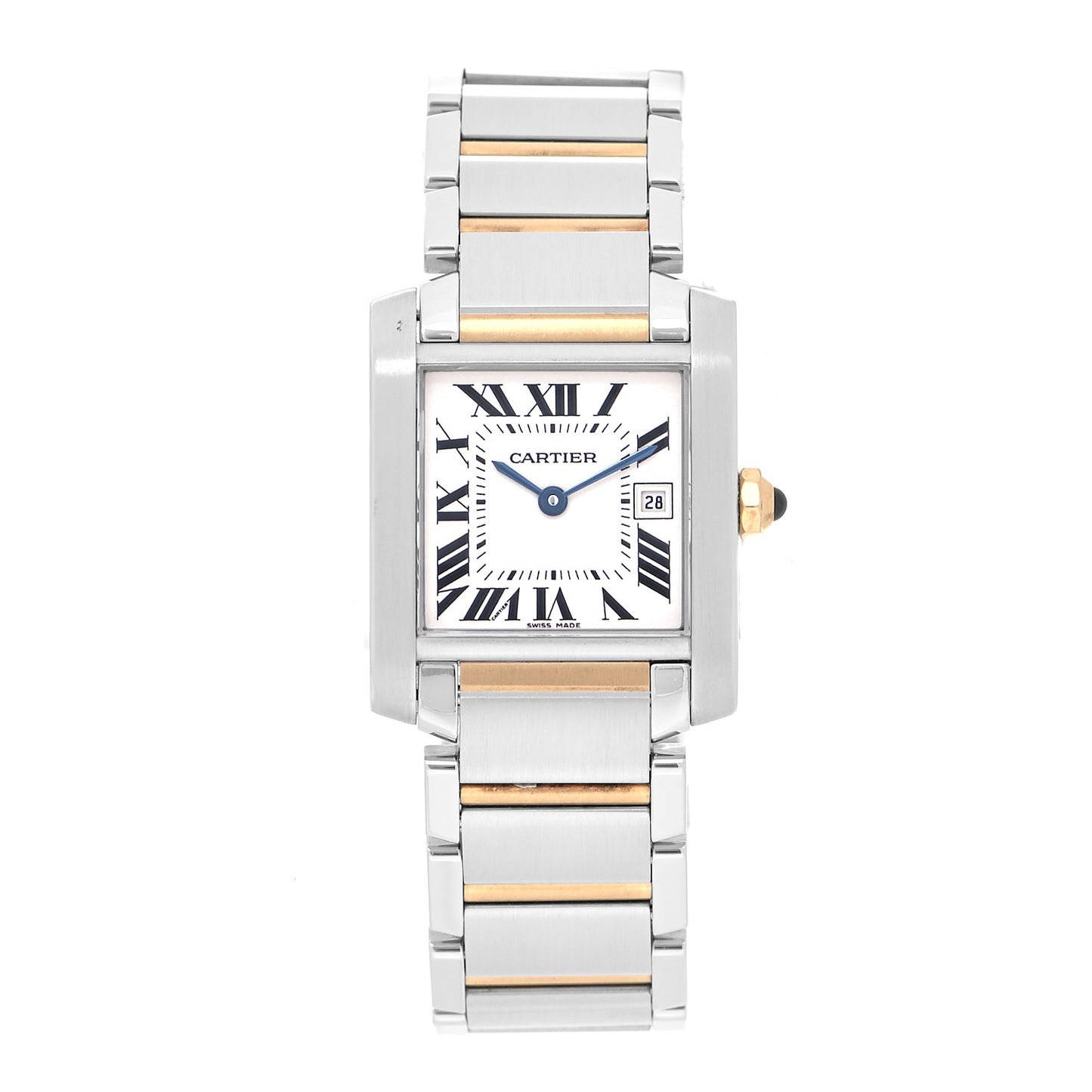 Stainless Steel 18K Yellow Gold 25mm Tank Francaise Quartz Watch