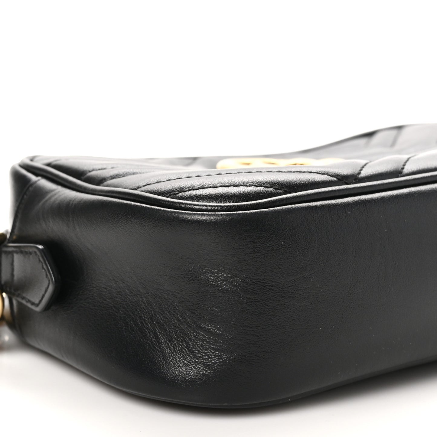 Calfskin Matelasse Small GG Marmont Chain Shoulder Bag Black