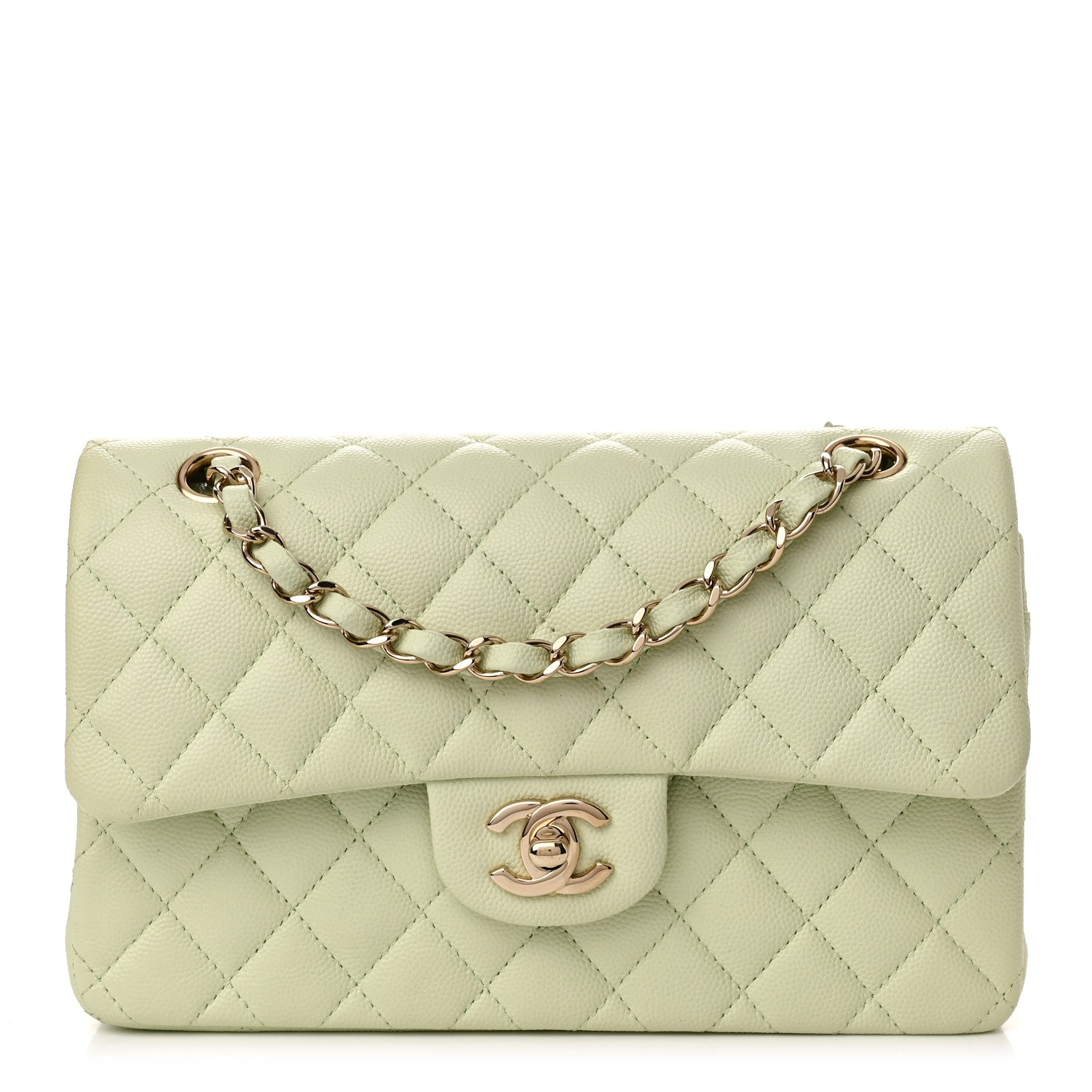 Chanel Caviar Quilted Small Double Flap Light Green 1 of 10