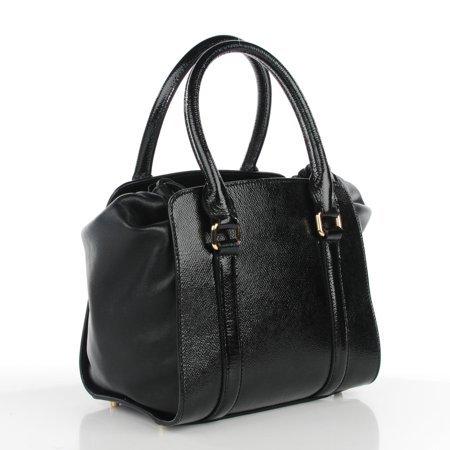 Patent Calfskin Small Dinton Tote Black