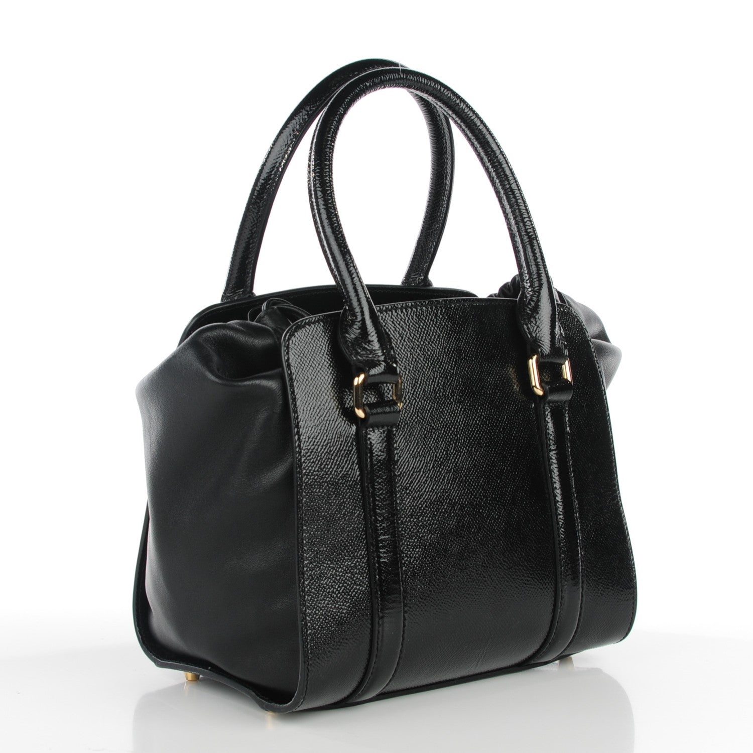 Burberry Patent Calfskin Small Dinton Tote Black 4 of 10