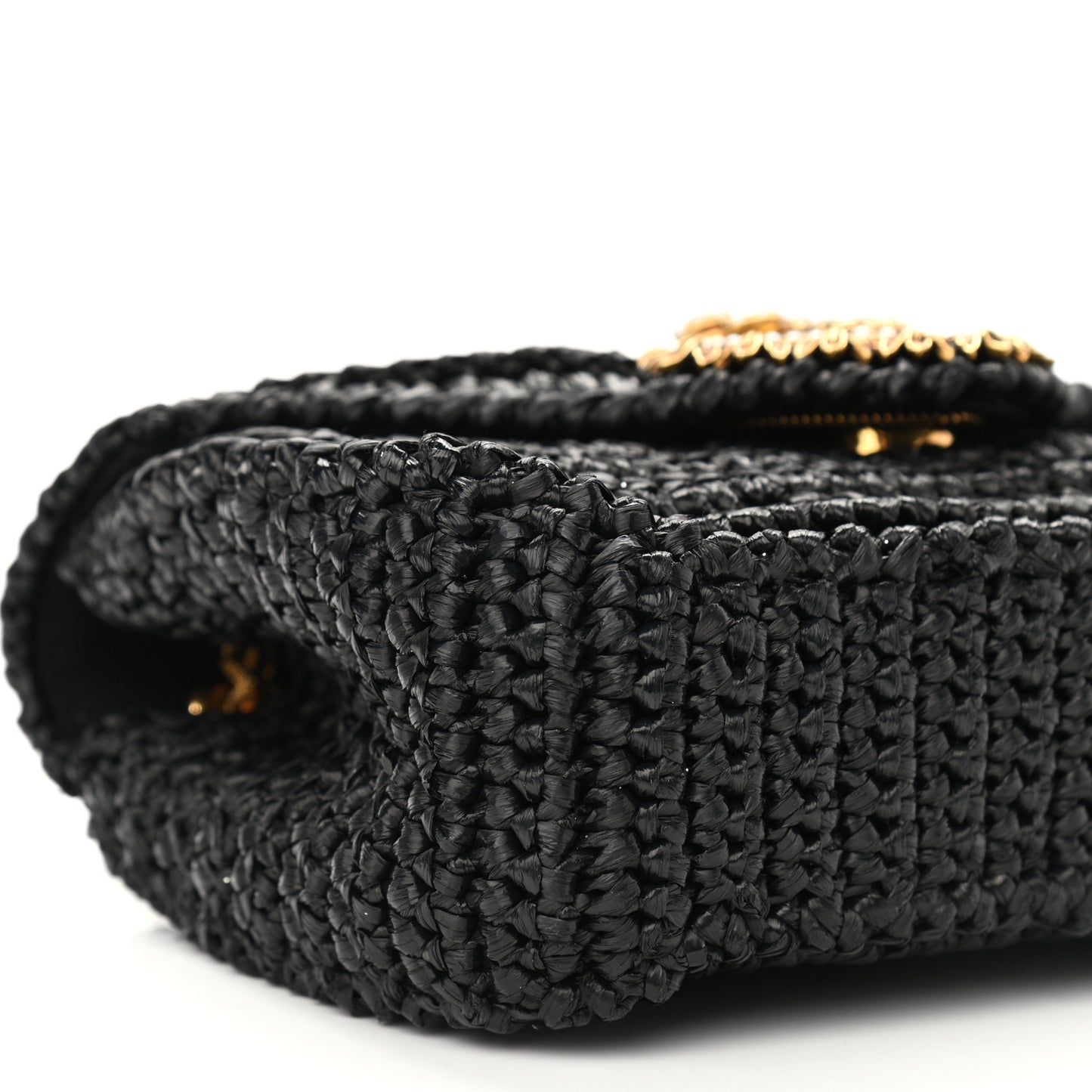 Raffia Woven Devotion Envelope Shoulder Bag Black
