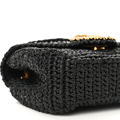 Dolce & Gabbana Raffia Woven Devotion Envelope Shoulder Bag Black 8 of 9