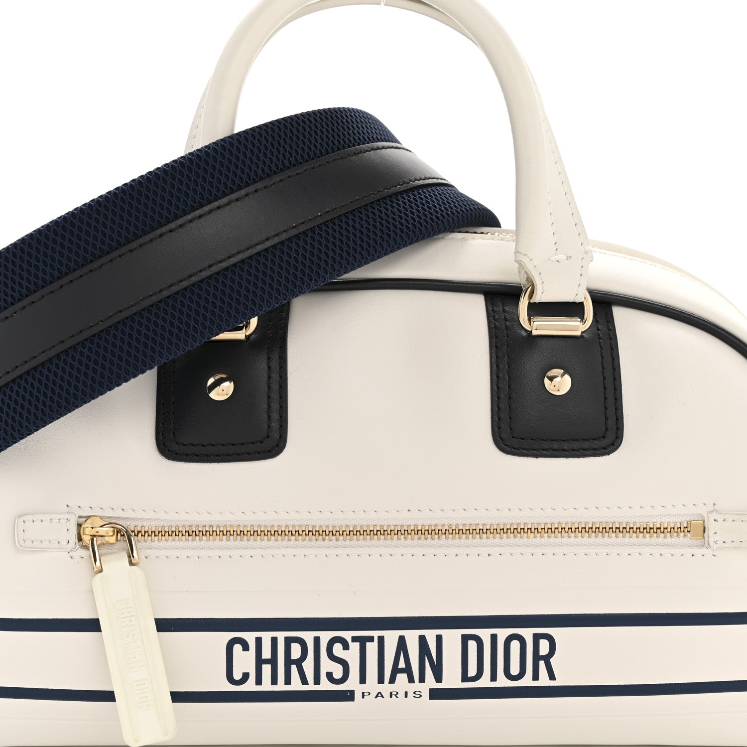 Christian Dior Calfskin Small Dior Vibe Zip Bowling Bag White 8 of 13