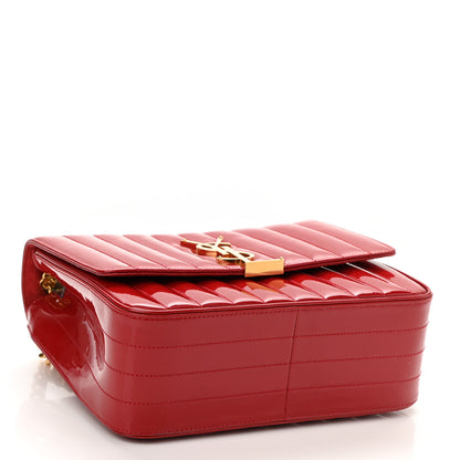 Saint Laurent Patent Matelasse Monogram Large Vicky Chain Bag Rouge Eros 4 of 12