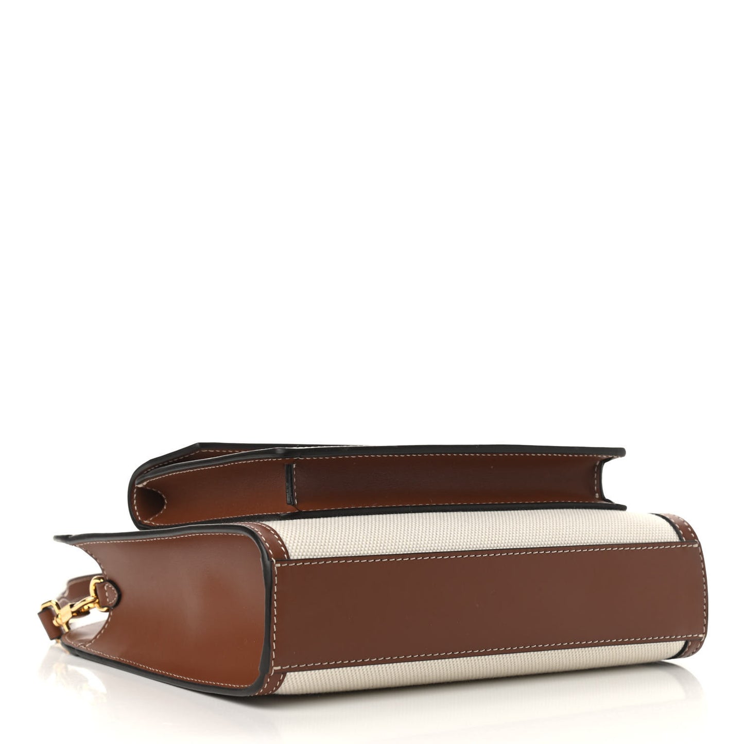 Canvas Smooth Calfskin Two Tone Mini Pocket Bag Natural Tan Fiery Red