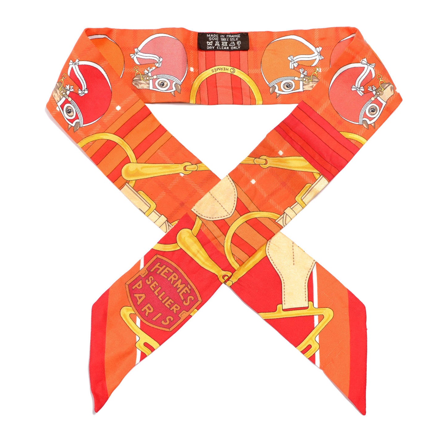 Silk Tatersale Twilly Rouge Orange Jaune D'Or
