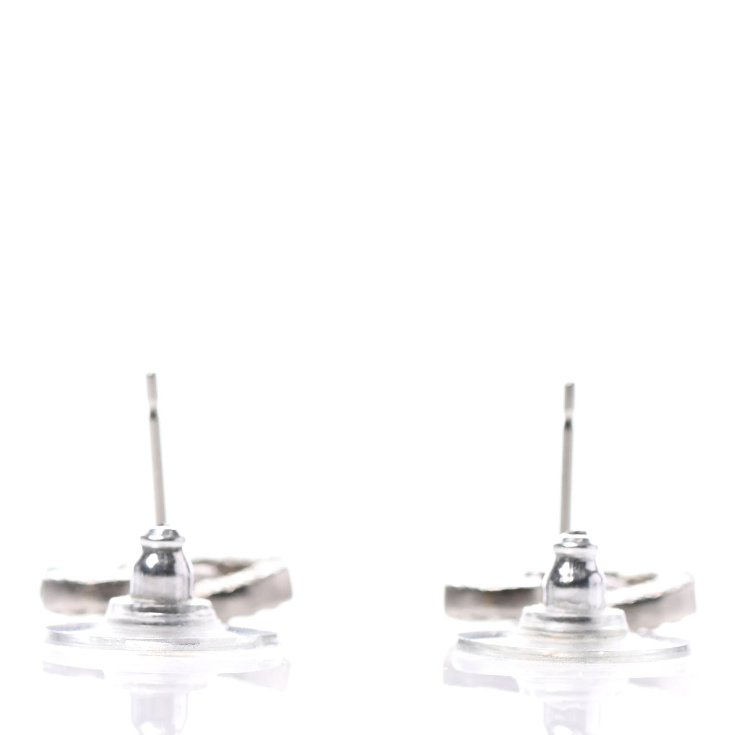 Chanel Crystal Mini Timeless CC Earrings Silver 3 of 4