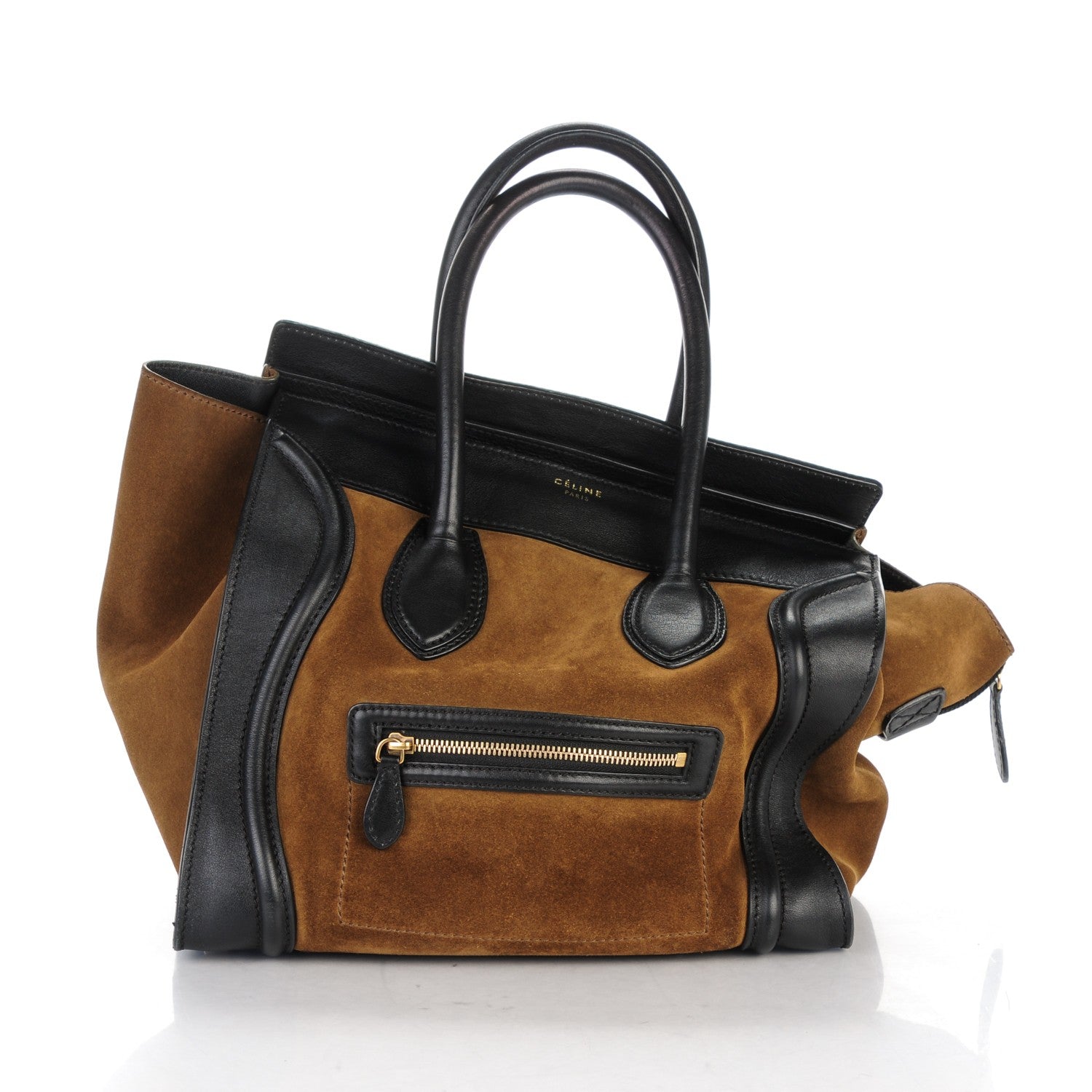 Celine Smooth Calfskin Suede Mini Bi-Color Luggage Black Olive 3 of 12