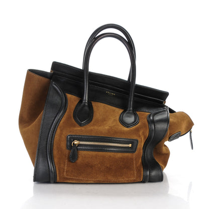Celine Smooth Calfskin Suede Mini Bi-Color Luggage Black Olive 3 of 12