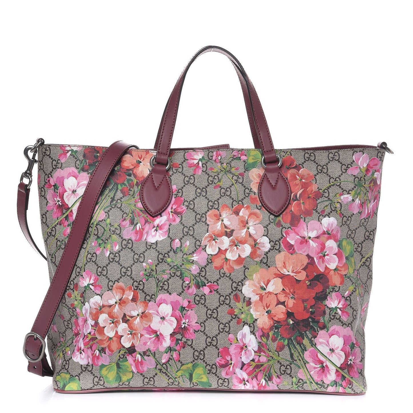 Soft GG Supreme Monogram Blooms Medium Crossbody Tote Beige Multicolor Dry Rose