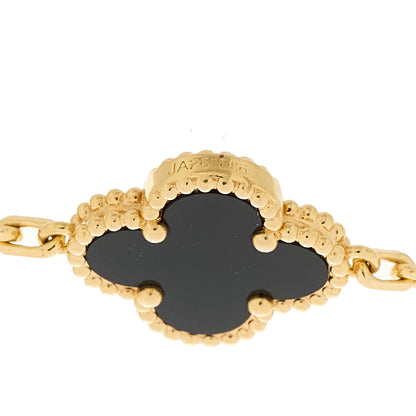 Van Cleef & Arpels 18K Yellow Gold Black Onyx 5 Motifs Vintage Alhambra Bracelet 4 of 4