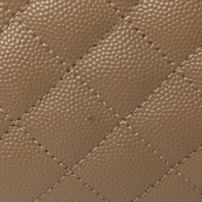 Saint Laurent Grain De Poudre Textured Mixed Matelasse Medium Triquilt Monogram Satchel Dark Beige 23 of 23