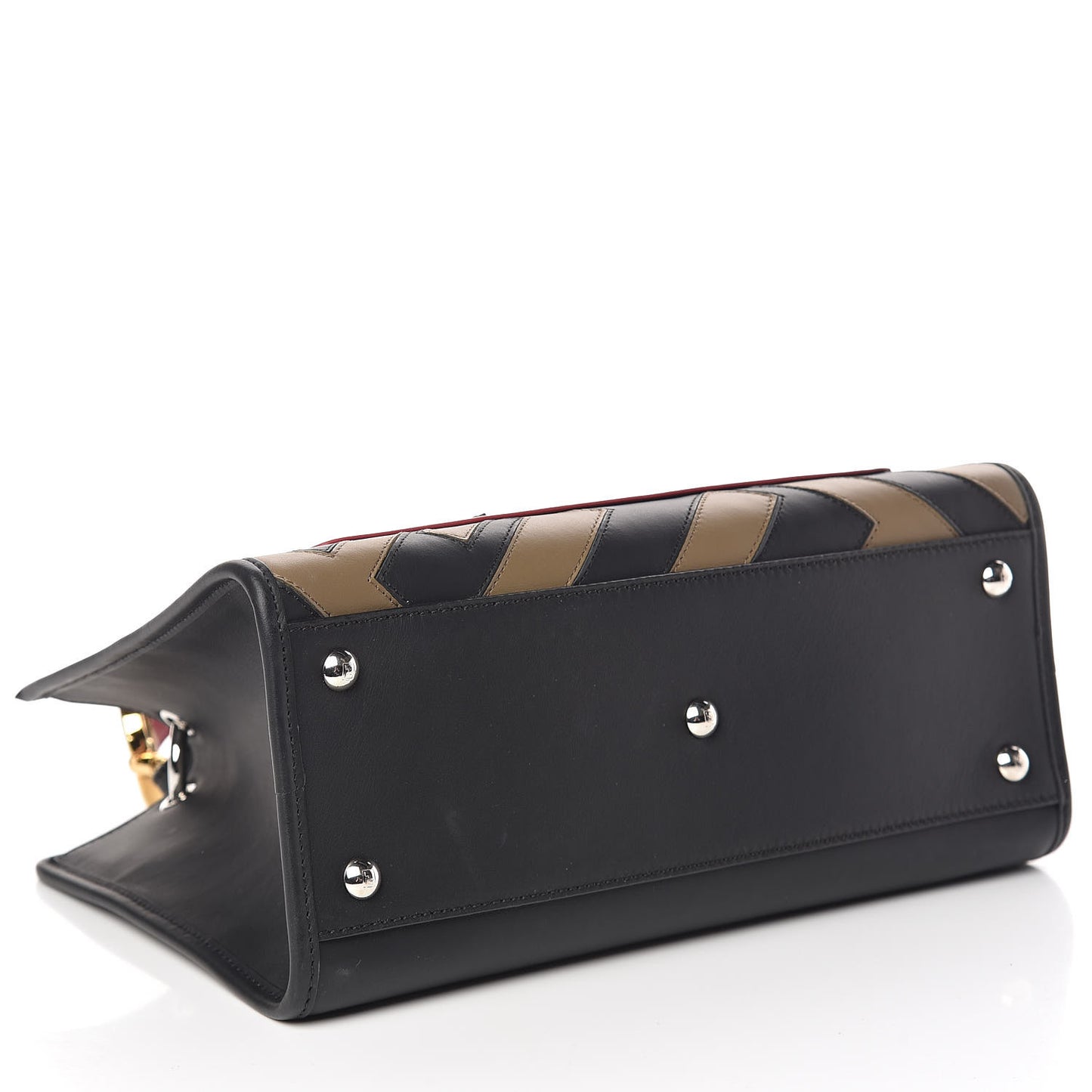 Vitello Century F is Fendi FF Diagonal Inlay Small Runaway Satchel Fango Black Fragola
