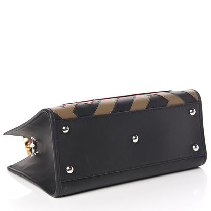 Fendi Vitello Century F is Fendi FF Diagonal Inlay Small Runaway Satchel Fango Black Fragola 5 of 13