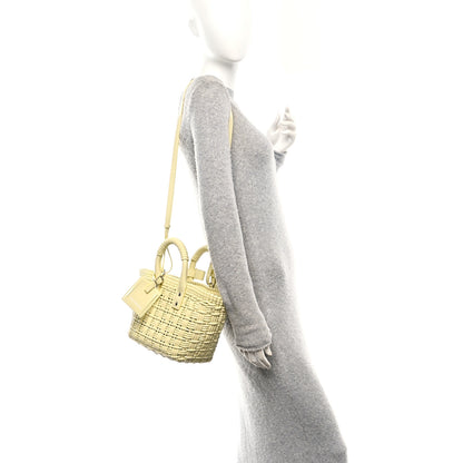 Balenciaga Varnished Faux Calfskin Braided XS Bistro Basket Pale Yellow 2 of 11