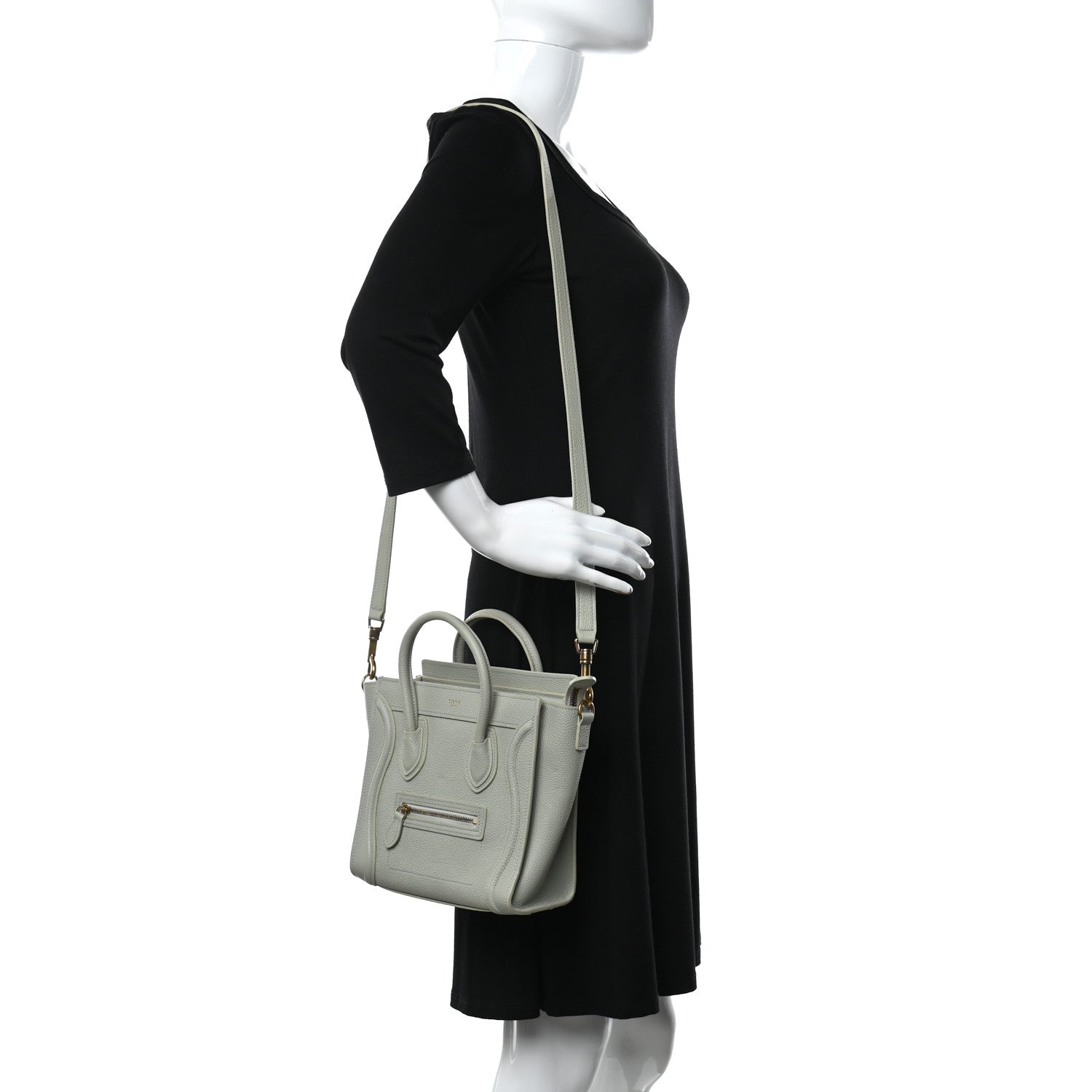 Celine Drummed Calfskin Nano Luggage Vert D'eau 2 of 9