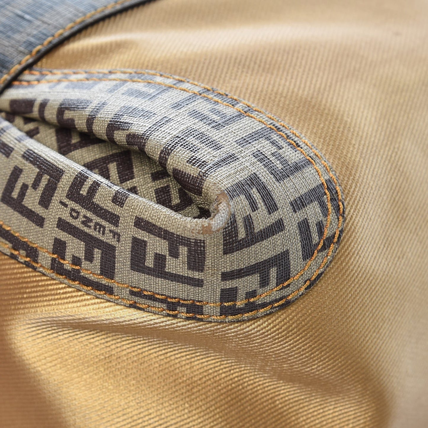 Metallic Canvas Zucca Zucchino Spalmati Large Mixed Media B Mix Tote Gold Brown