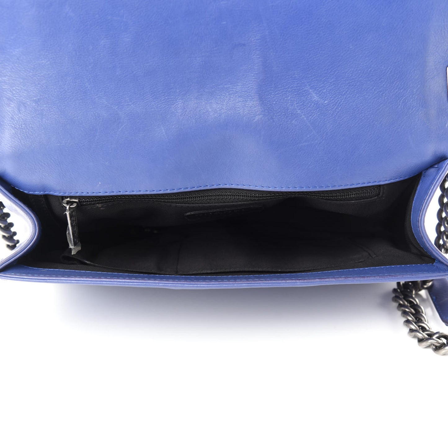 Grained Calfskin Quilted Large Boy Flap Blue