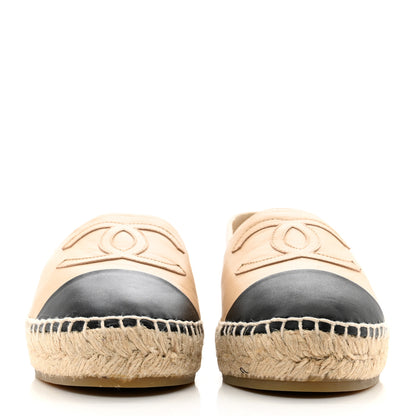 Chanel Lambskin CC Espadrilles 38 Beige Black 2 of 10