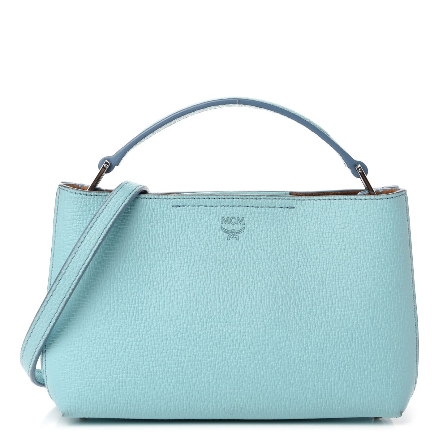 Grained Calfskin Mini Tote Light Blue