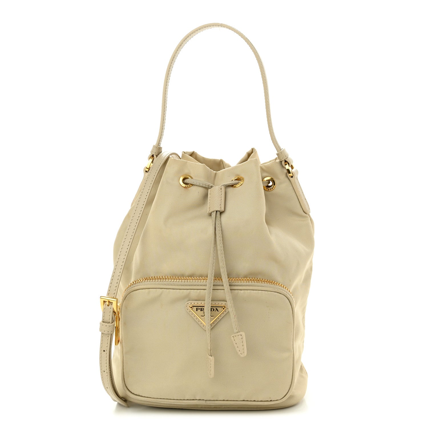 Prada Re-Nylon Saffiano Duet Bucket Crossbody Bag Deserto 1 of 9