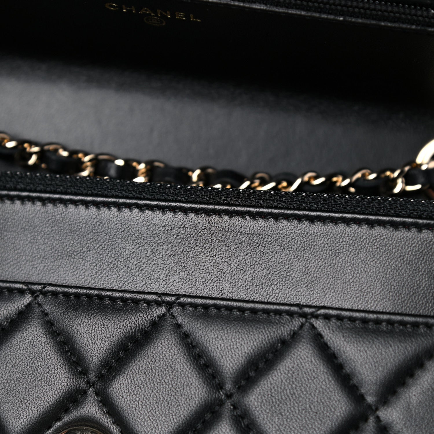 Chanel Lambskin Quilted Trendy CC Wallet On Chain WOC Black 14 of 15