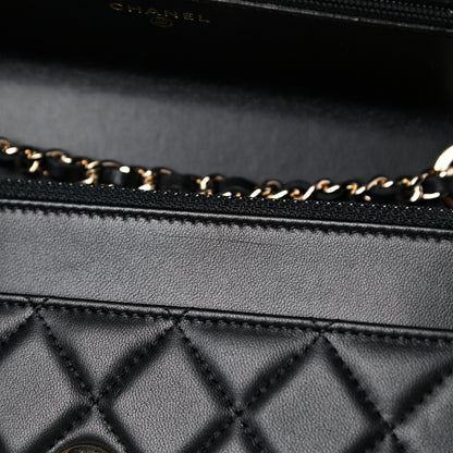 Chanel Lambskin Quilted Trendy CC Wallet On Chain WOC Black 14 of 15