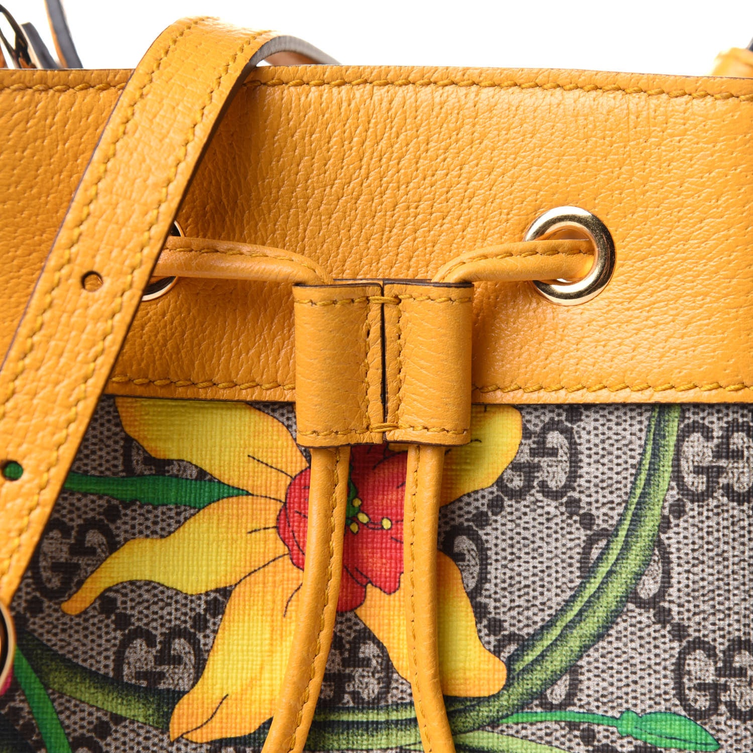 Gucci GG Supreme Monogram Flora Small Ophidia Bucket Bag Beige Multicolor Crop 11 of 12