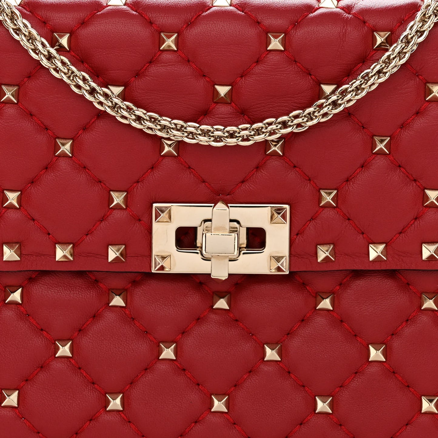 Nappa Medium Rockstud Spike Shoulder Bag Rosso Valentino