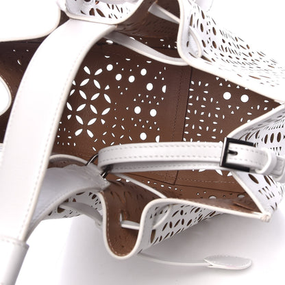 Alaia Lux Calfskin Laser Cut Rose-Marie 19 Bag White 5 of 9