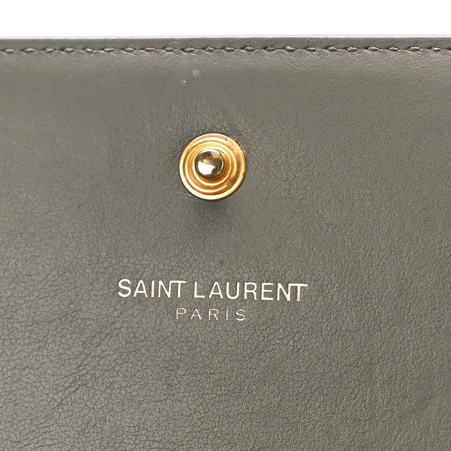 Saint Laurent Calfskin Crocodile Embossed Monogram Chain Wallet Fog 7 of 11