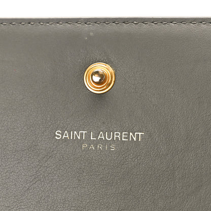 Saint Laurent Calfskin Crocodile Embossed Monogram Chain Wallet Fog 7 of 11