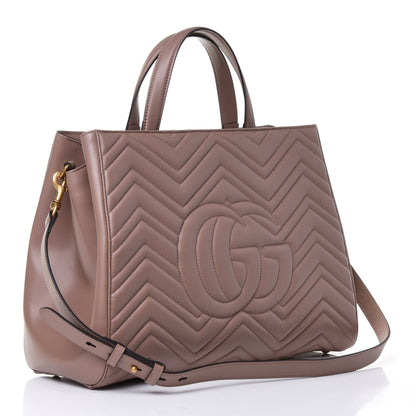 Gucci Calfskin Matelasse Medium GG Marmont Tote Porcelain Rose 2 of 4