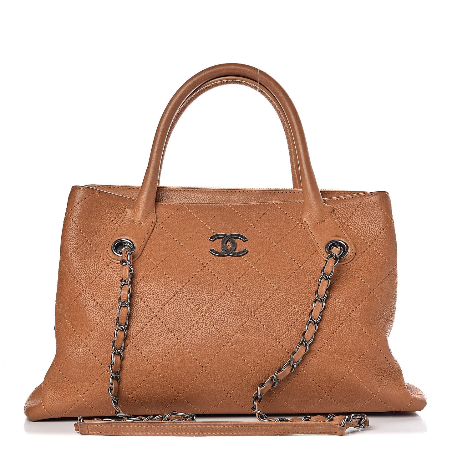 Grained Vegetal Calfskin Small Urban Shopping Tote Camel