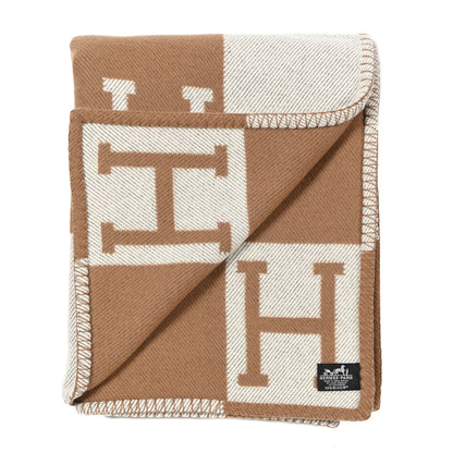 Hermes Wool Cashmere Avalon Blanket Ecru Camel 2 of 3