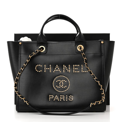 Chanel Caviar Small Studded Deauville Tote Black 12 of 12