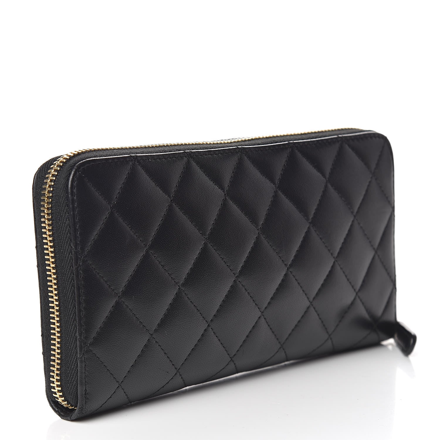 Chanel Lambskin Quilted Large Gusset Zip Around Wallet Black 3 of 8
