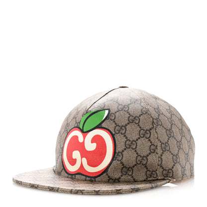 Gucci GG Supreme Monogram Apple Print Baseball Hat L Beige Red 1 of 12