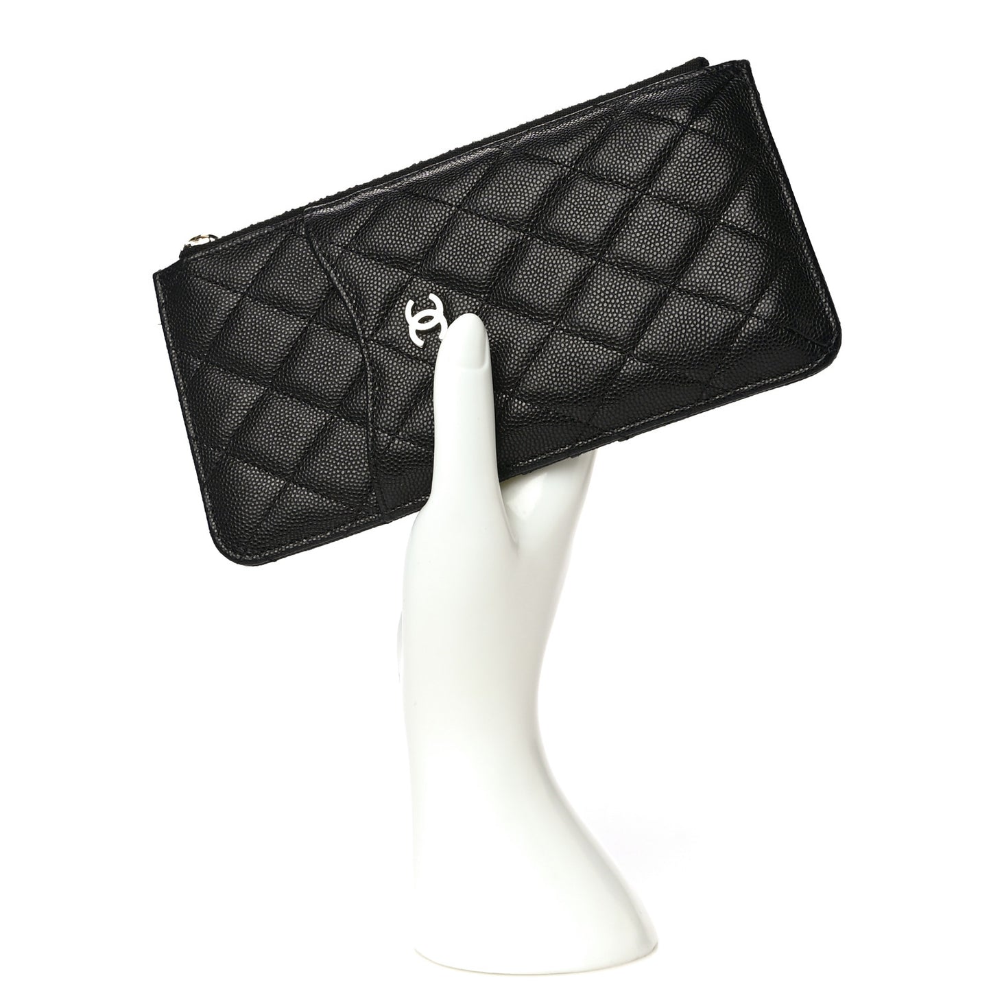 Caviar Quilted Classic Flat Wallet Pouch Black