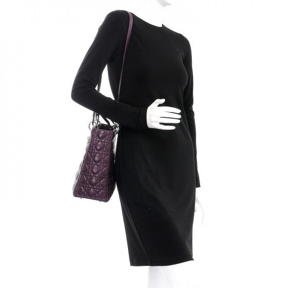 Lambskin Cannage Large Lady Dior Purple